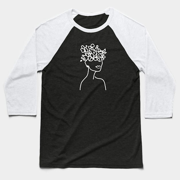 Flower Child Line Art Baseball T-Shirt by Adria Adams Co.